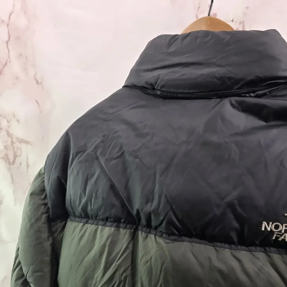 The North Face Jacket Mens 2XL Black Green Goose Down 700 FP Vtg Y2K Coat Nuptse